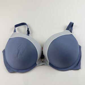 Victorias Secret Push Up Padded Bra 34DD Fabulous Plunge Underwire Blue Two Tone